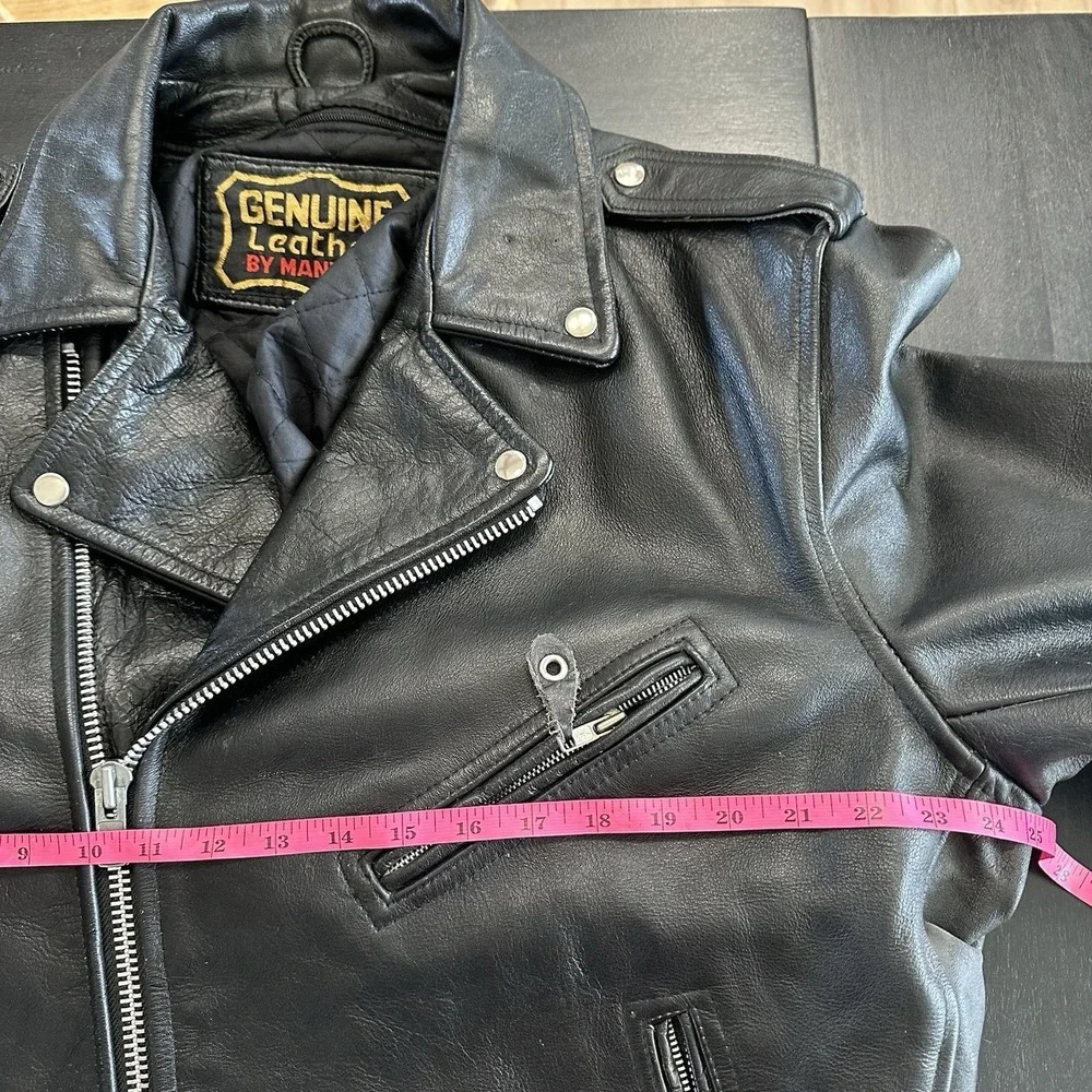 VTG 80's‎ Heavy Genuine Leather Manzoor Motorcycle Jacket Biker 52 Zip Out Liner